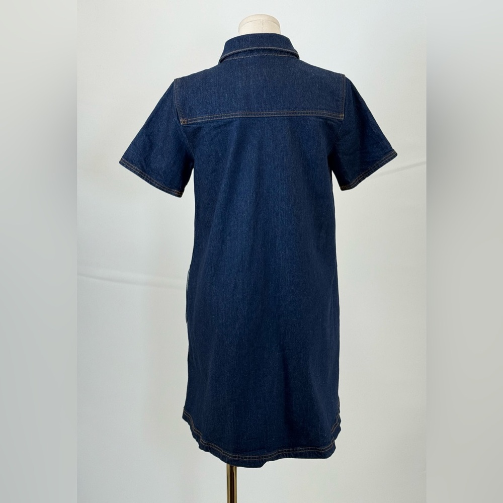 Loft Denim Shirt Dress A-line Mini | Button Front Short Sleeve Casual Chic SZ XS - Picture 8 of 11